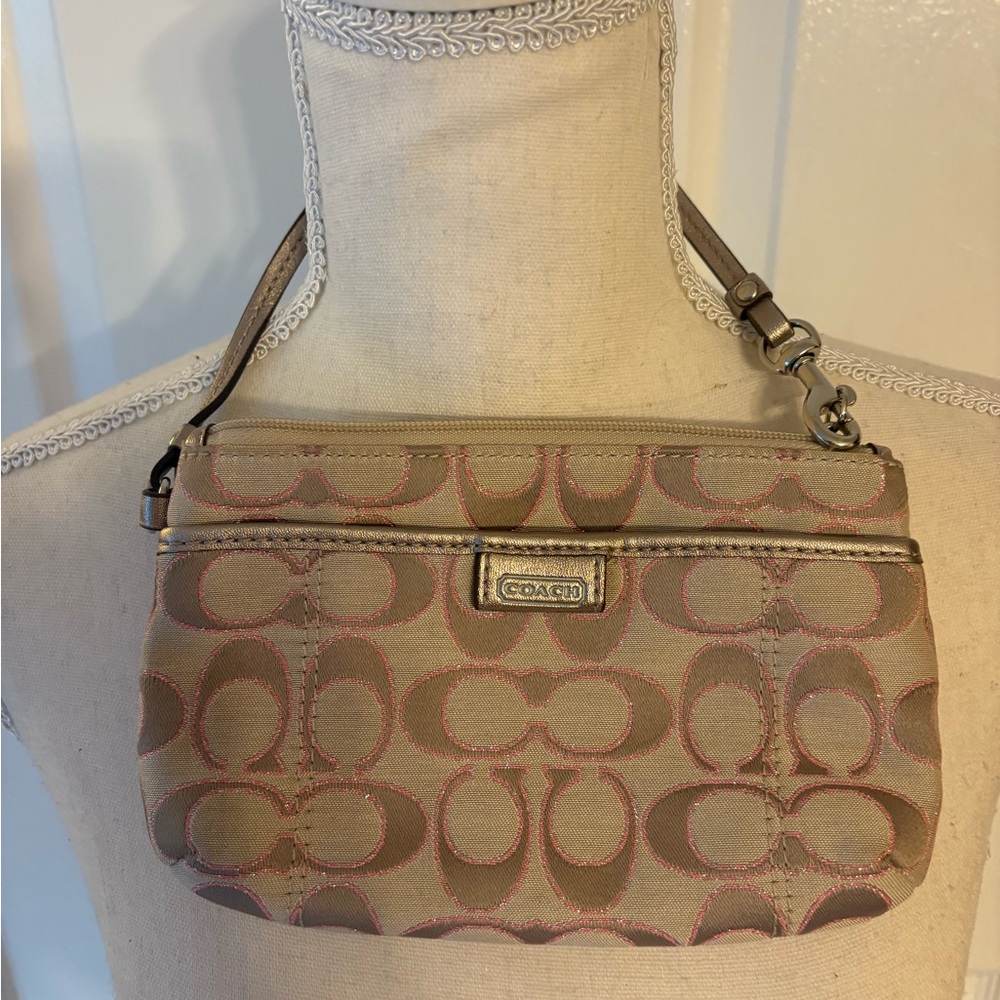 Vintage Coach Beige and Pink Wristlet